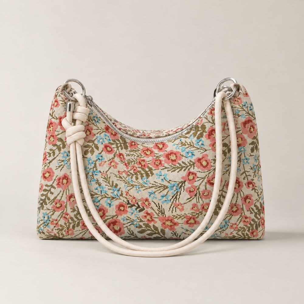 Floral Tapestry Hobo Shoulder Bag Cottagecore Y2K Boho Purse